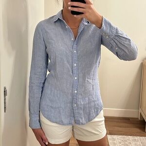 Jcrew perfect shirt light blue linen 6 Tall